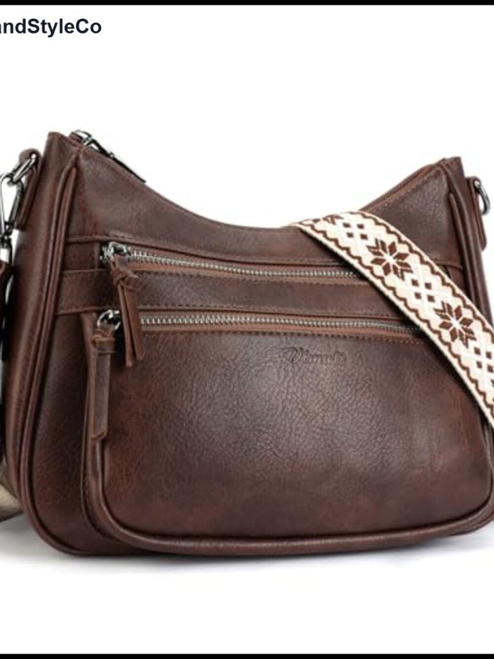 Vegan Leather Crossbody Bag Multi Pocket Shoulder Handbag Travel Purse